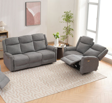 Lexus Fabric Electric Reclining 3+2 Sofa Suite - Grey