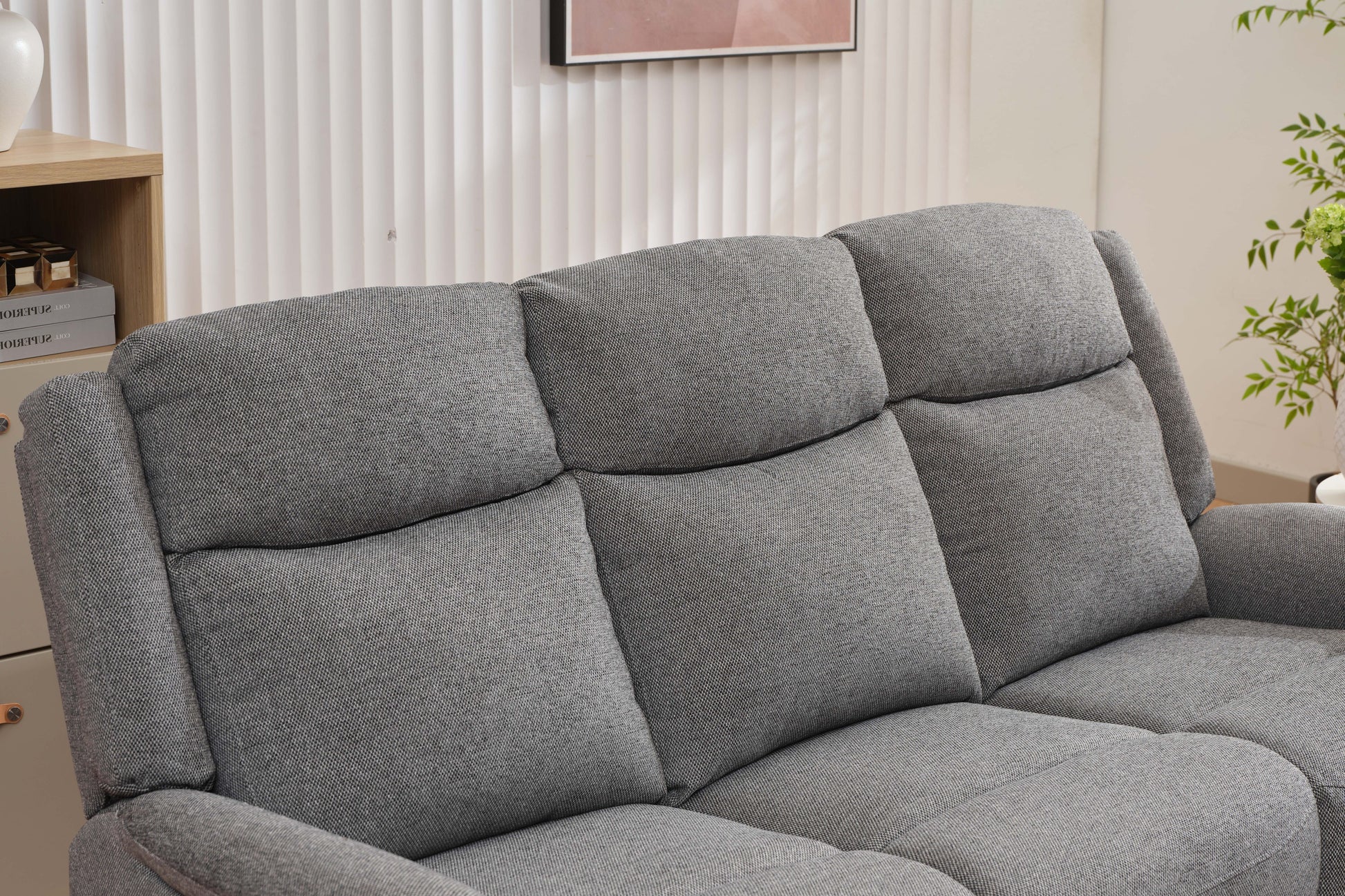 Lexus 3 Seater Electric Reclining Fabric Sofa - Grey 