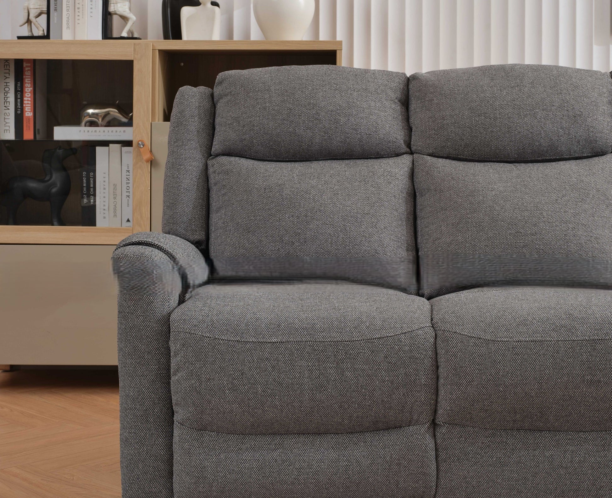 Lexus 2 Seater Electric Reclining Fabric Sofa - Grey 