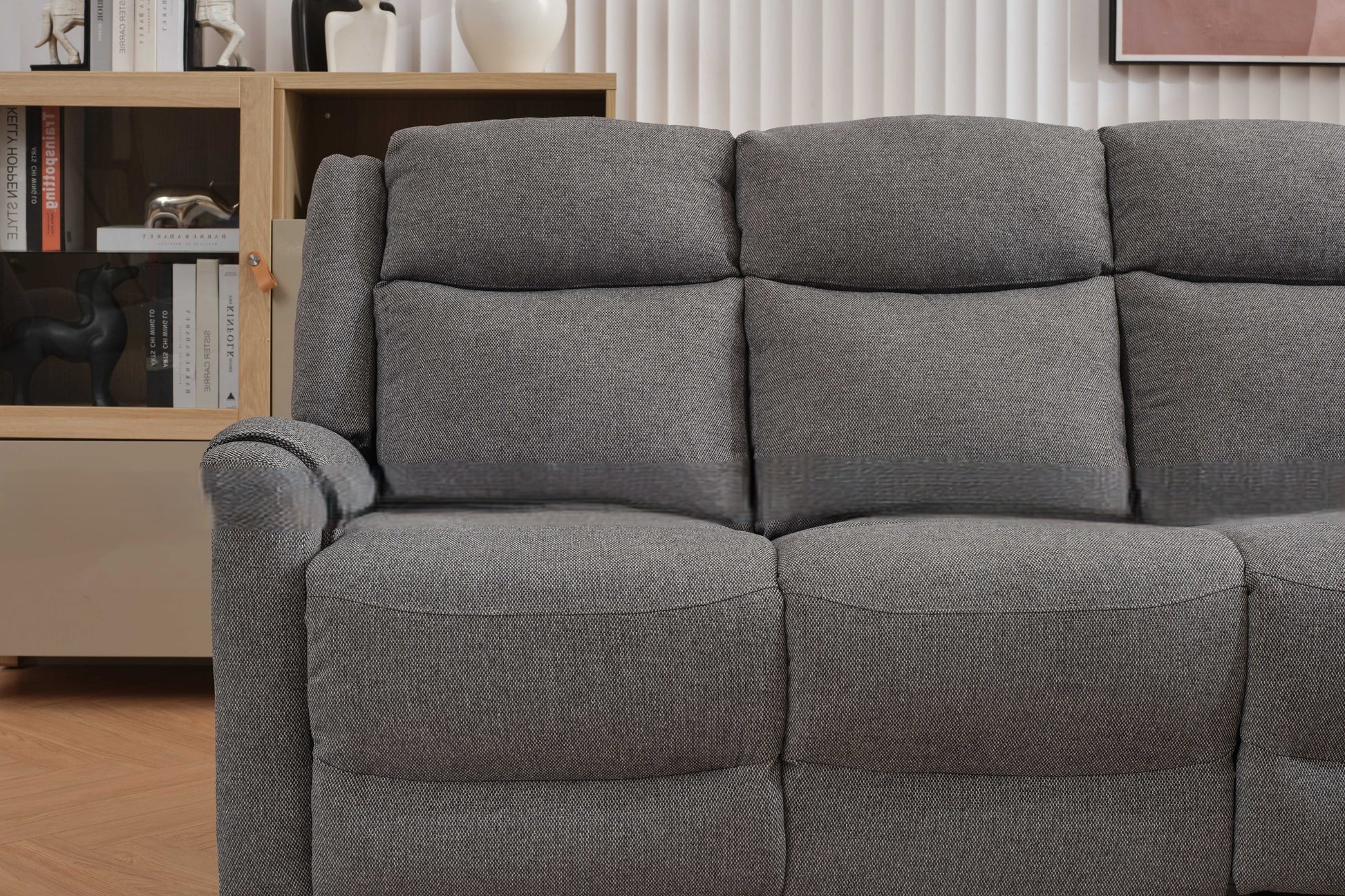 Lexus 3 Seater Electric Reclining Fabric Sofa - Grey 