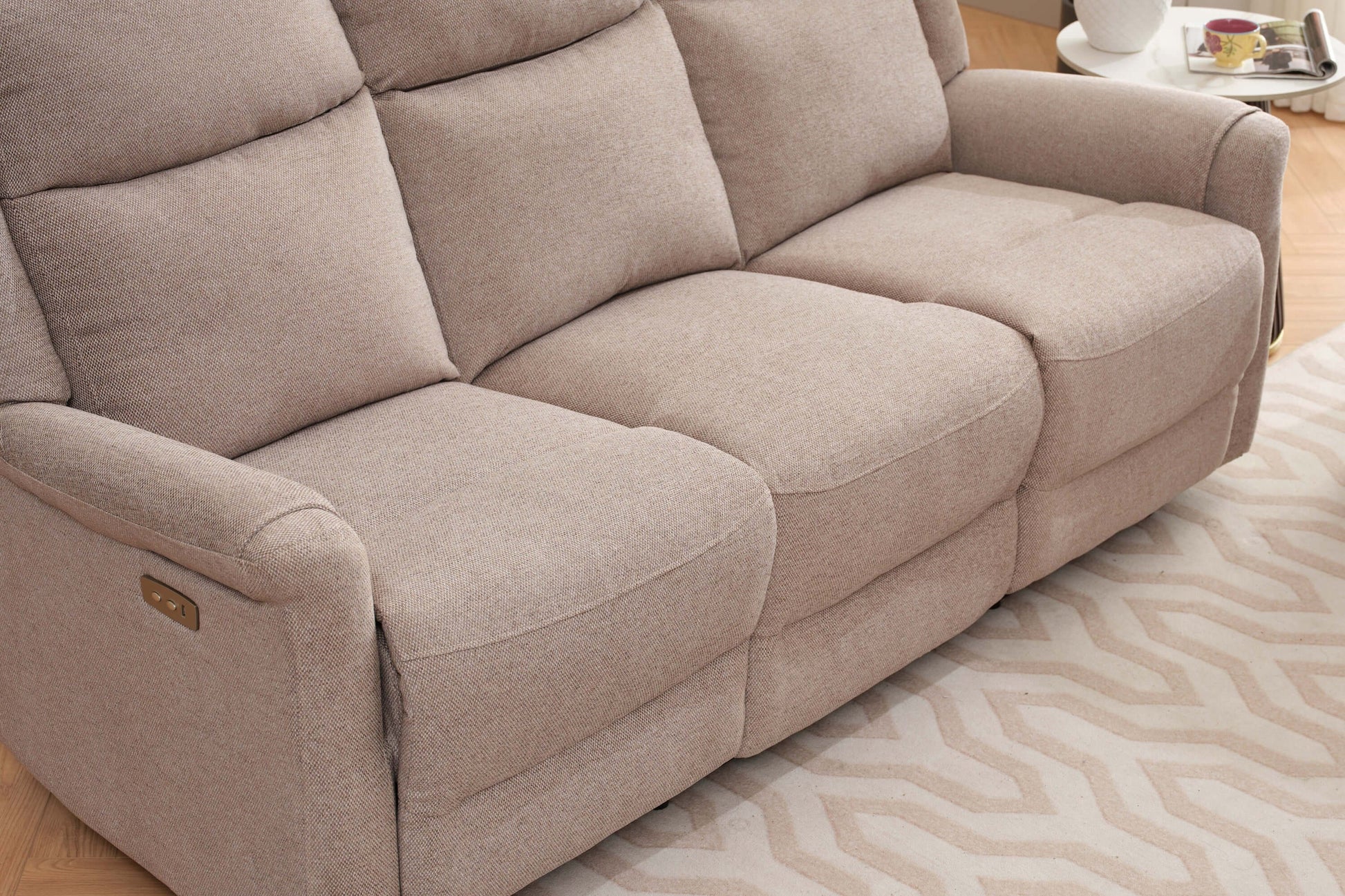 Lexus 3 Seater Electric Reclining Fabric Sofa - Taupe