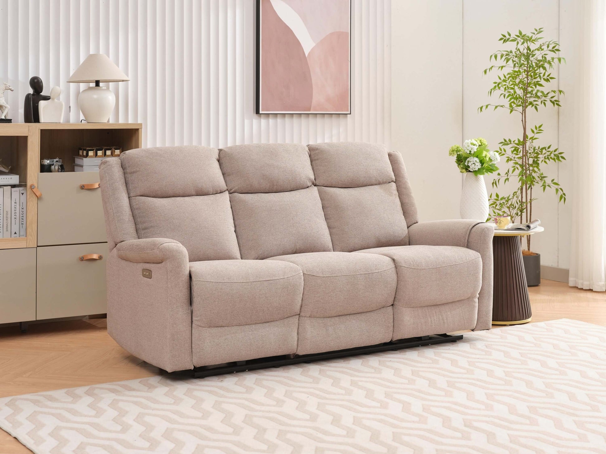 Lexus Fabric Electric Reclining 3+2 Sofa Suite - Taupe