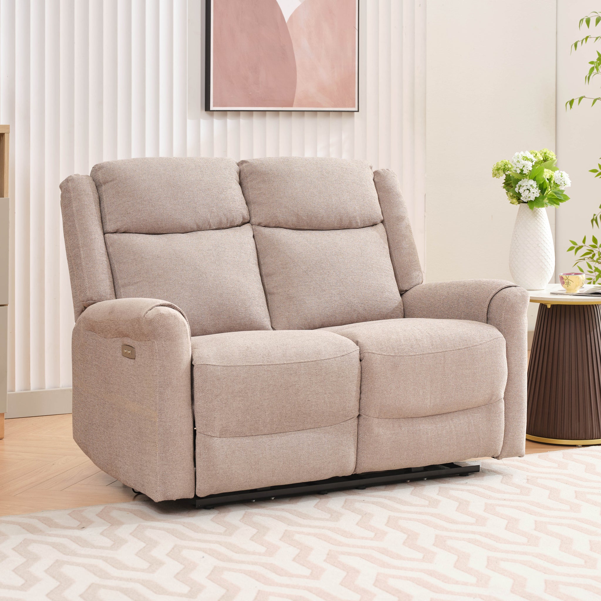 Lexus 2 Seater Electric Reclining Fabric Sofa - Taupe