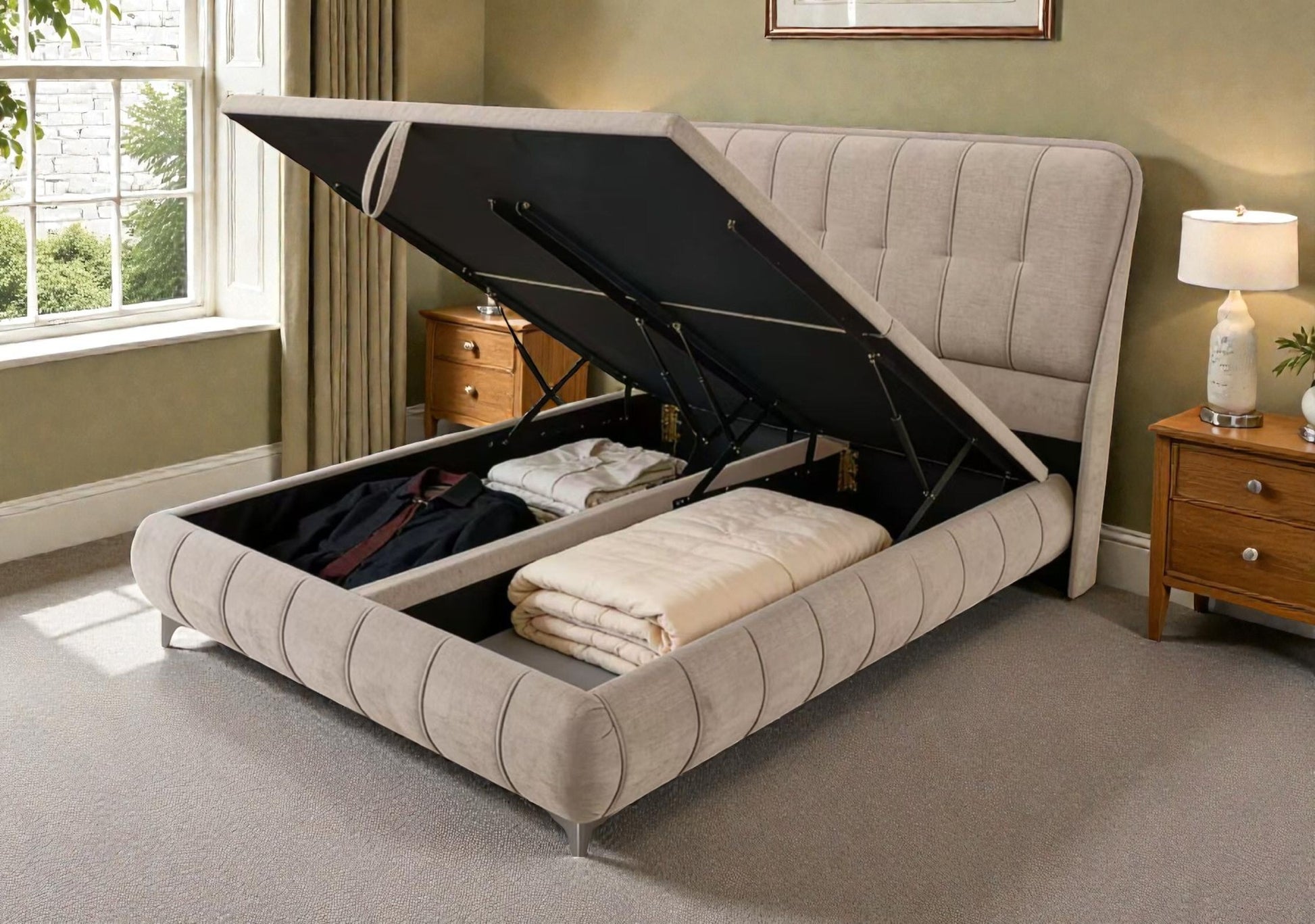Limerick Gas-Lift Storage Bed - Beige