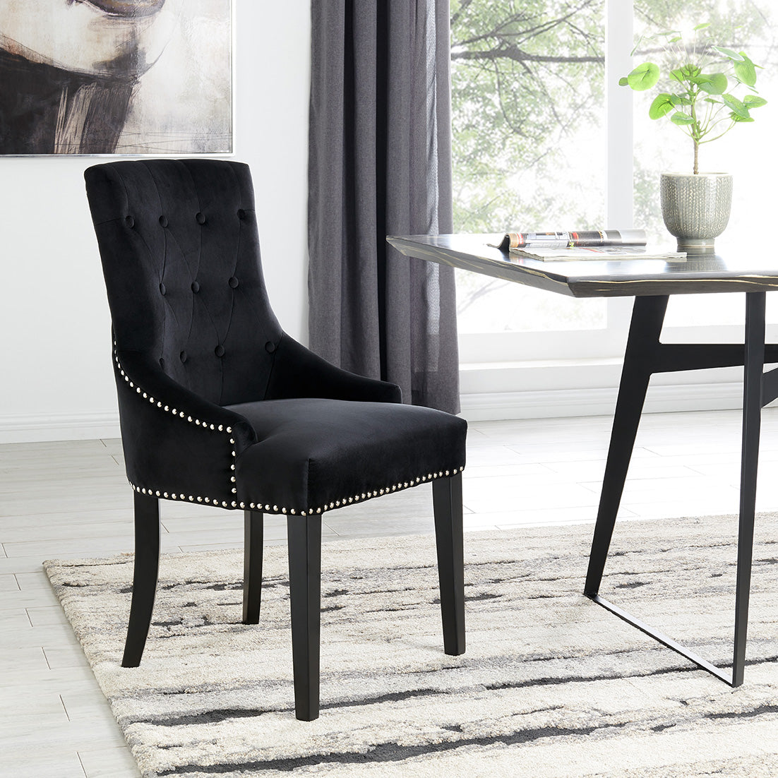 Lion Dining Chair set of 2 Black