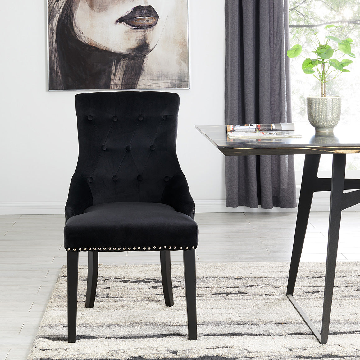 Lion Dining Chair set of 2 Black