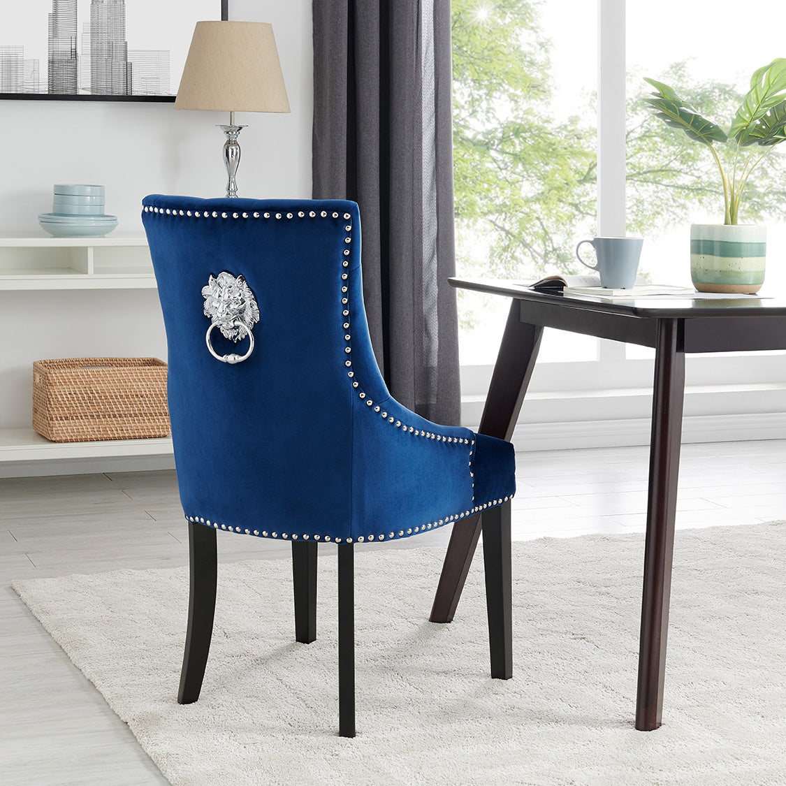 Lion Dining Chair set of 2 Royal Blue