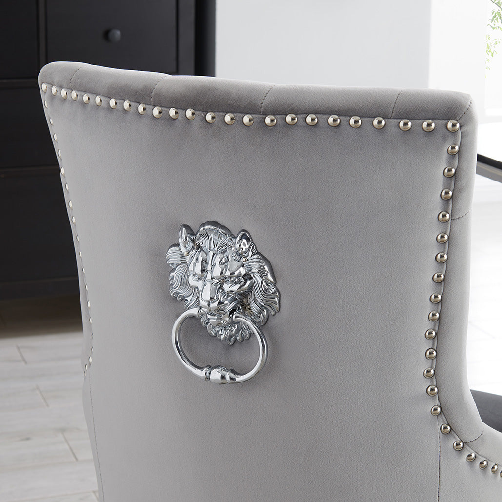 Lion Dining Chair set of 2 Silver