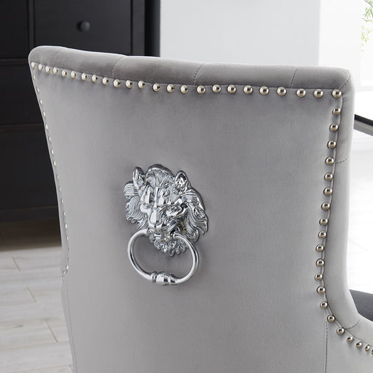 Lion Dining Chair set of 2 - Velvet (Black, Silver, Royal Blue)