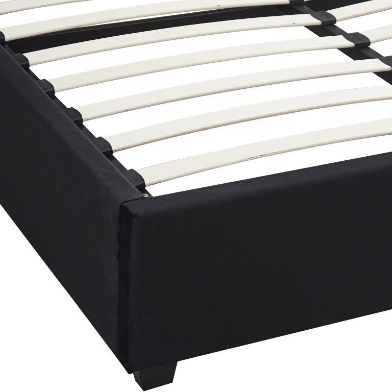 Madison Ottoman 4'6" Double Bed - Black Velvet Fabric