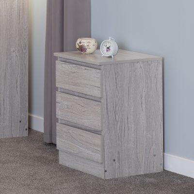 Malvern 3 Drawer Bedside (PAIR) - Urban Snow