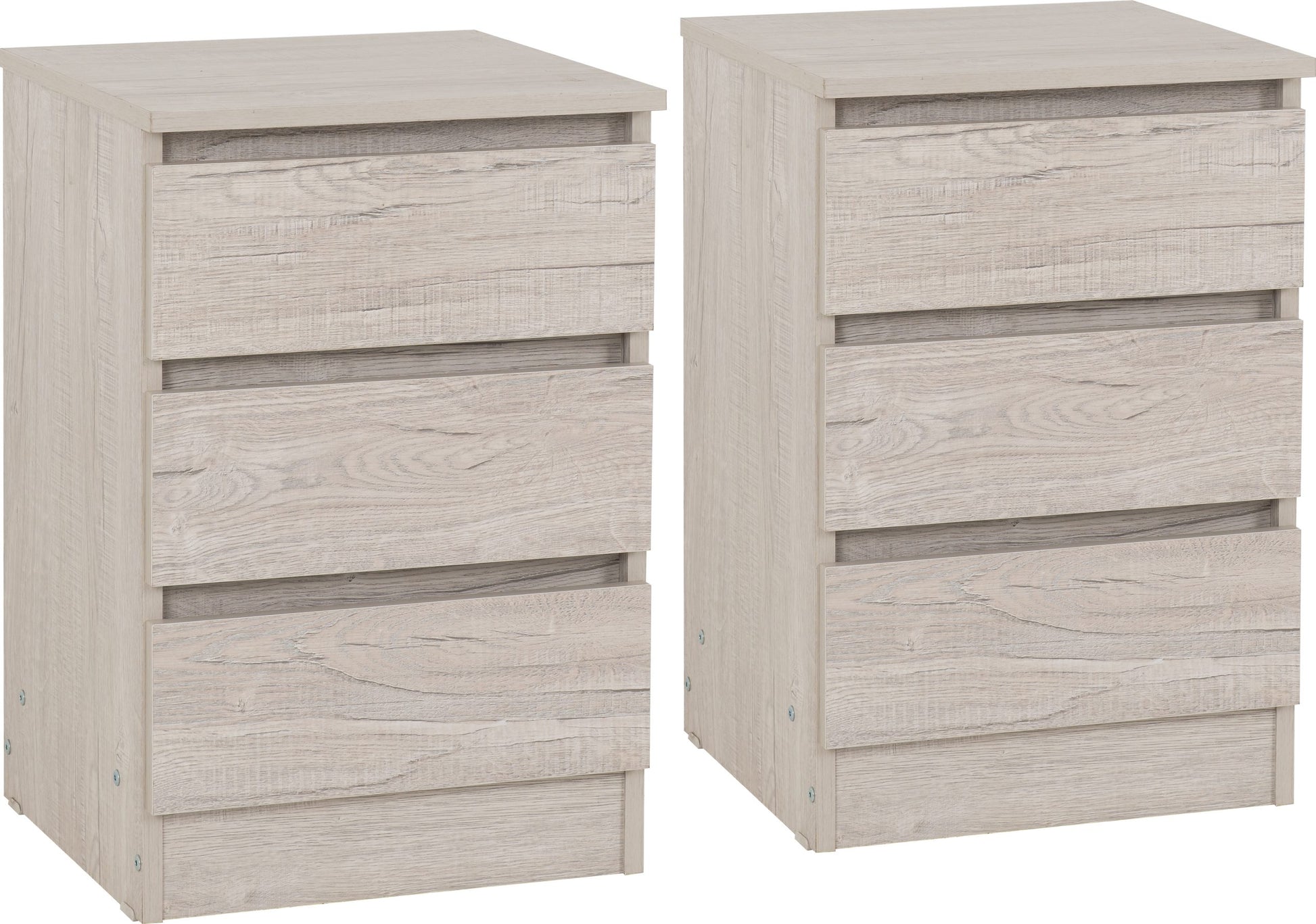 Malvern 3 Drawer Bedside (PAIR) - Urban Snow
