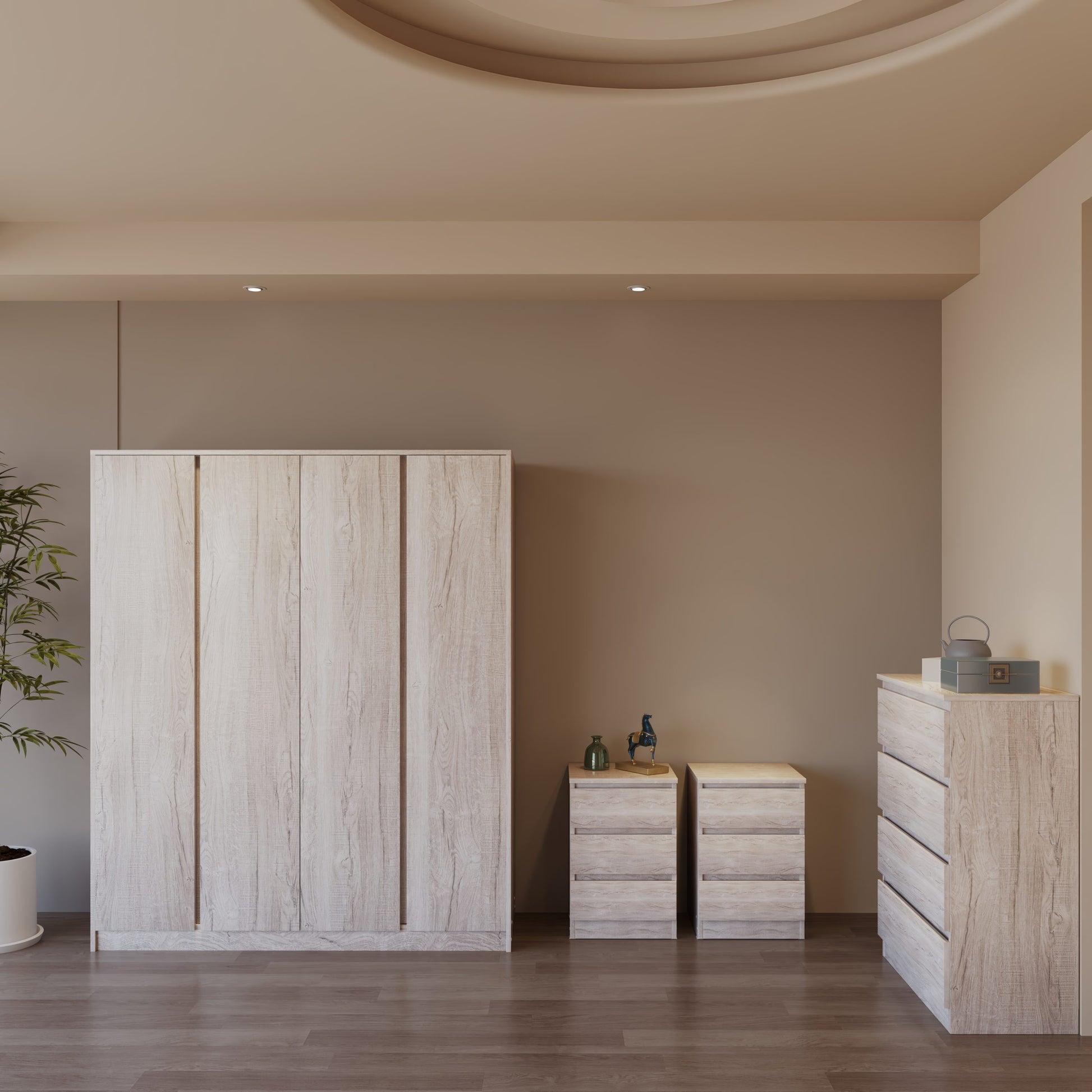 Malvern 4 Door Wardrobe Bedroom Set - Urban Snow