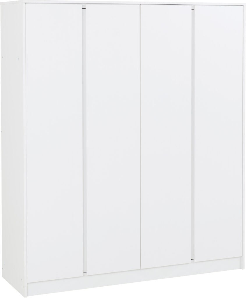 White wardrobe with 4 doors on a white background
