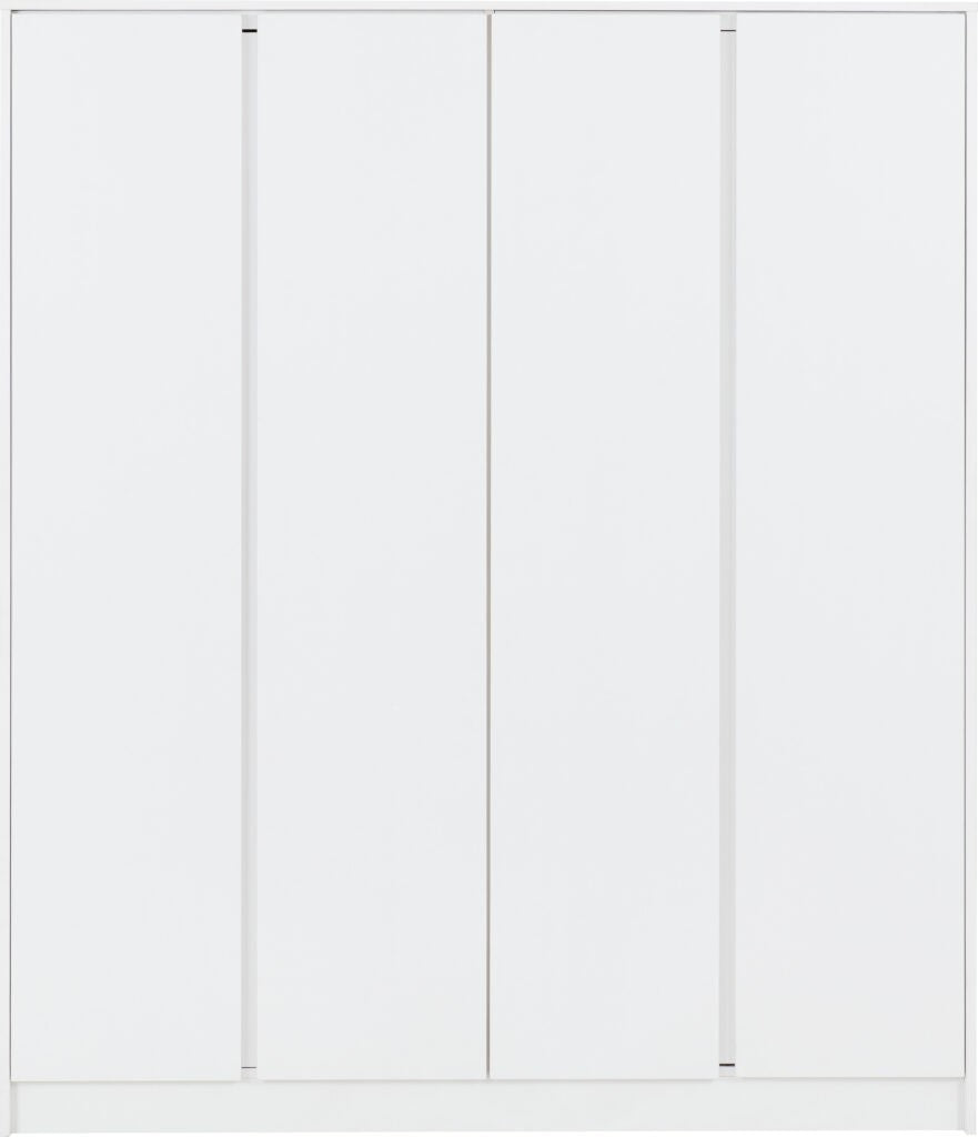 White wardrobe with 4 doors on a white background