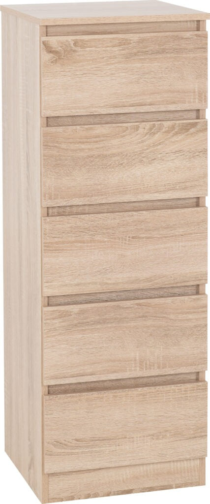 Malvern 5 Drawer Narrow Chest – Sonoma Oak Effect