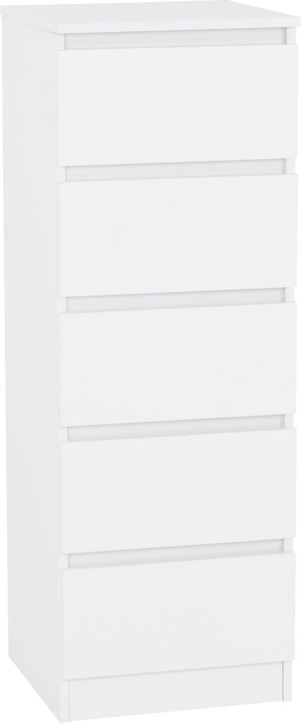 Malvern 5 Drawer Narrow Chest on a white background