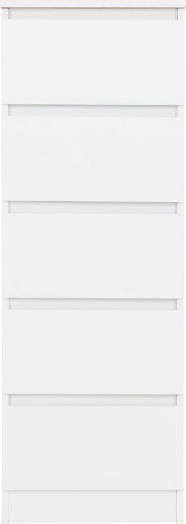 Malvern 5 Drawer Narrow Chest White
