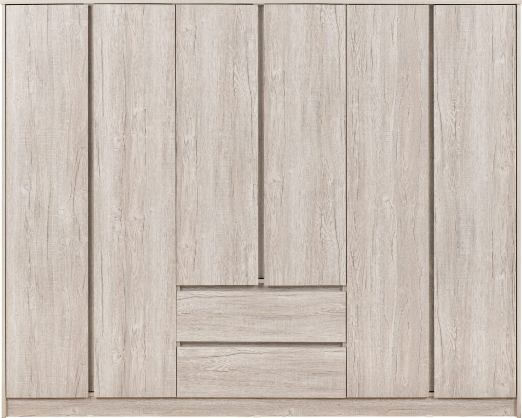 Malvern 6 Door 2 Drawer Wardrobe - Urban Snow