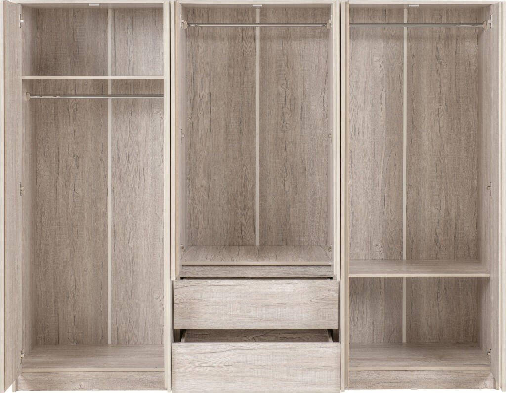 Malvern 6 Door 2 Drawer Wardrobe - Urban Snow