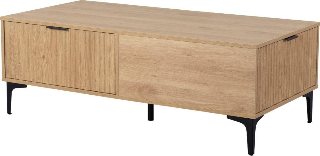 Miami 2 Drawer Coffee Table - Oak Effect/Black