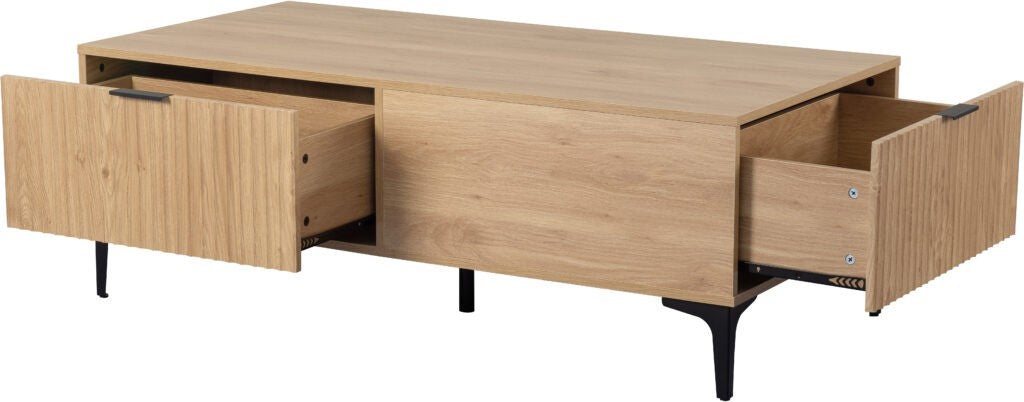 Miami 2 Drawer Coffee Table - Oak Effect/Black