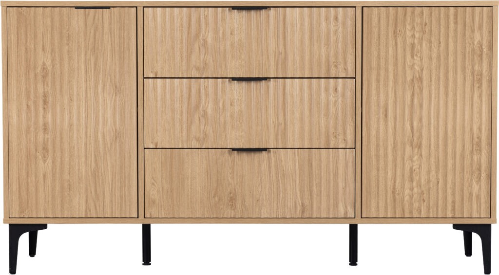 Miami 2 Door 3 Drawer Sideboard - Oak Effect/Black