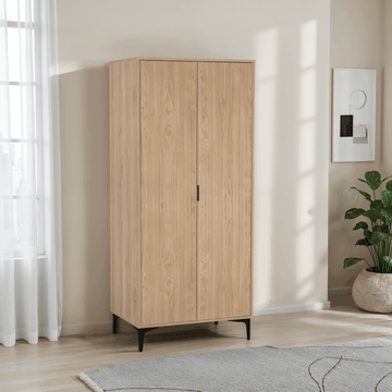 Miami 2 Door Wardrobe - Oak Effect/Black