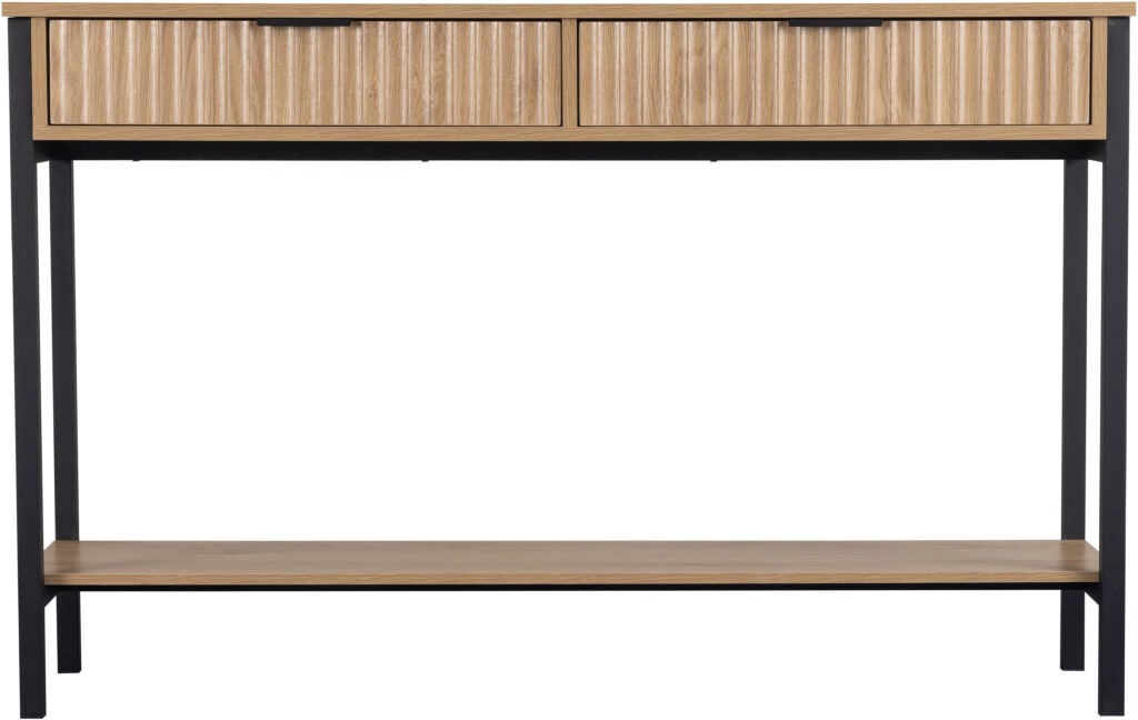 Miami 2 Drawer Console Table - Oak Effect/Black