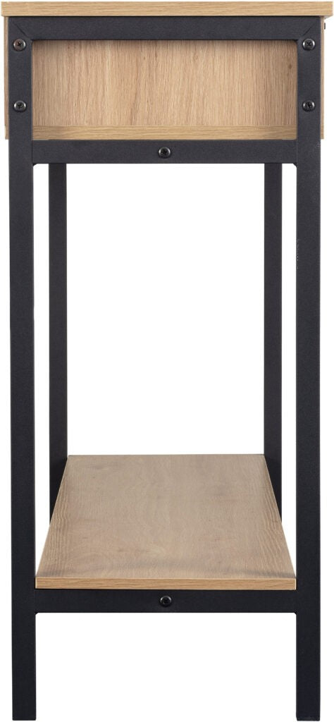 Miami 2 Drawer Console Table - Oak Effect/Black