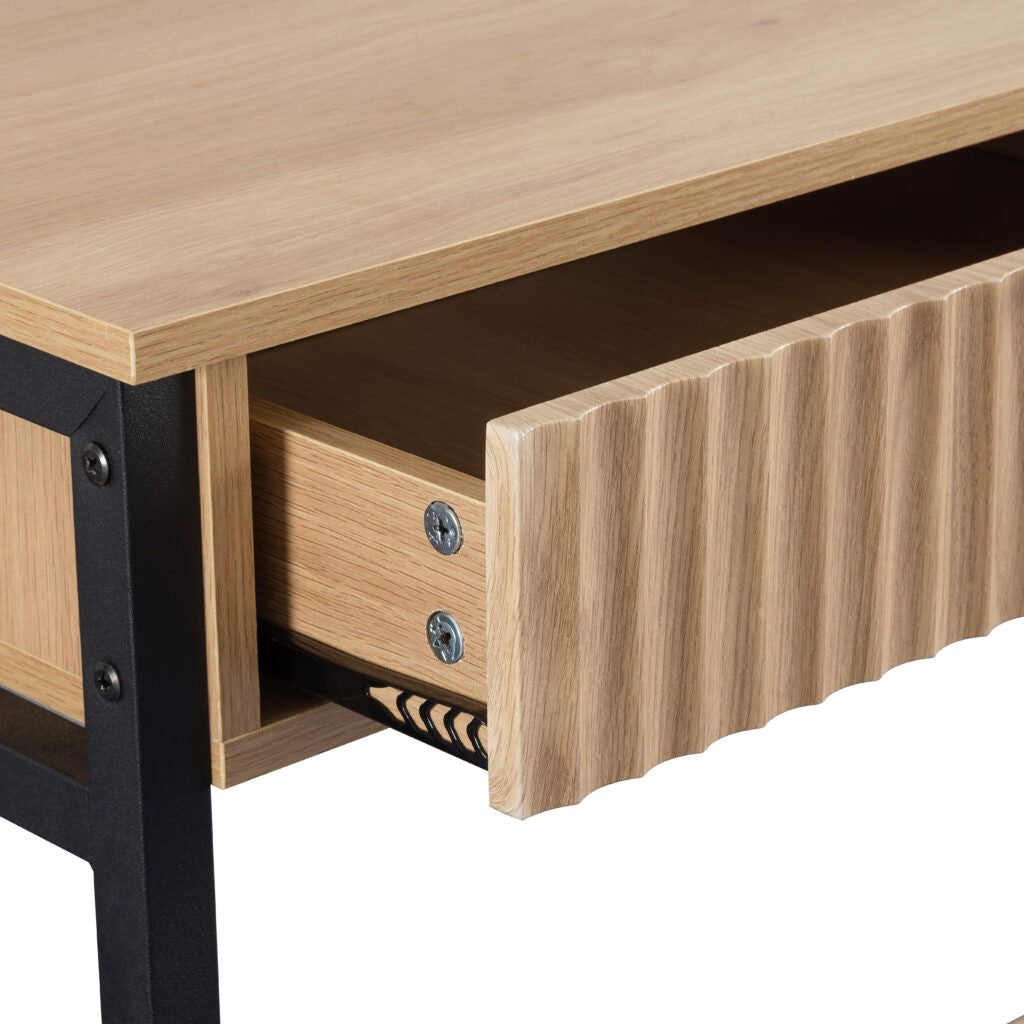 Miami 2 Drawer Console Table - Oak Effect/Black