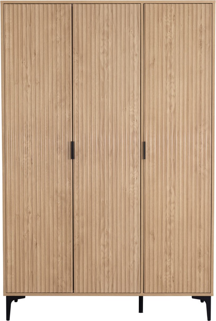 Miami 3 Door Wardrobe - Oak Effect/Black