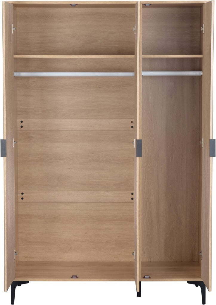 Miami 3 Door Wardrobe - Oak Effect/Black