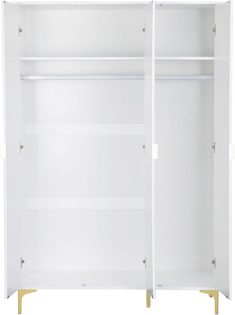 Miami 3 Door Wardrobe - White/Gold