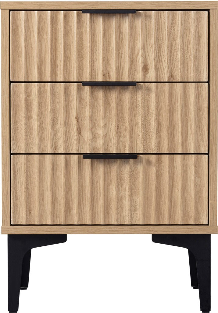 Miami 3 Drawer Bedside - Oak Effect/Black