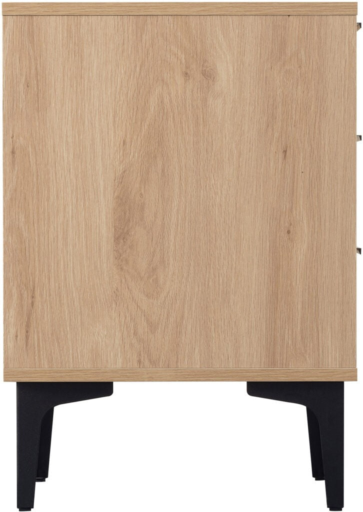 Miami 3 Drawer Bedside - Oak Effect/Black