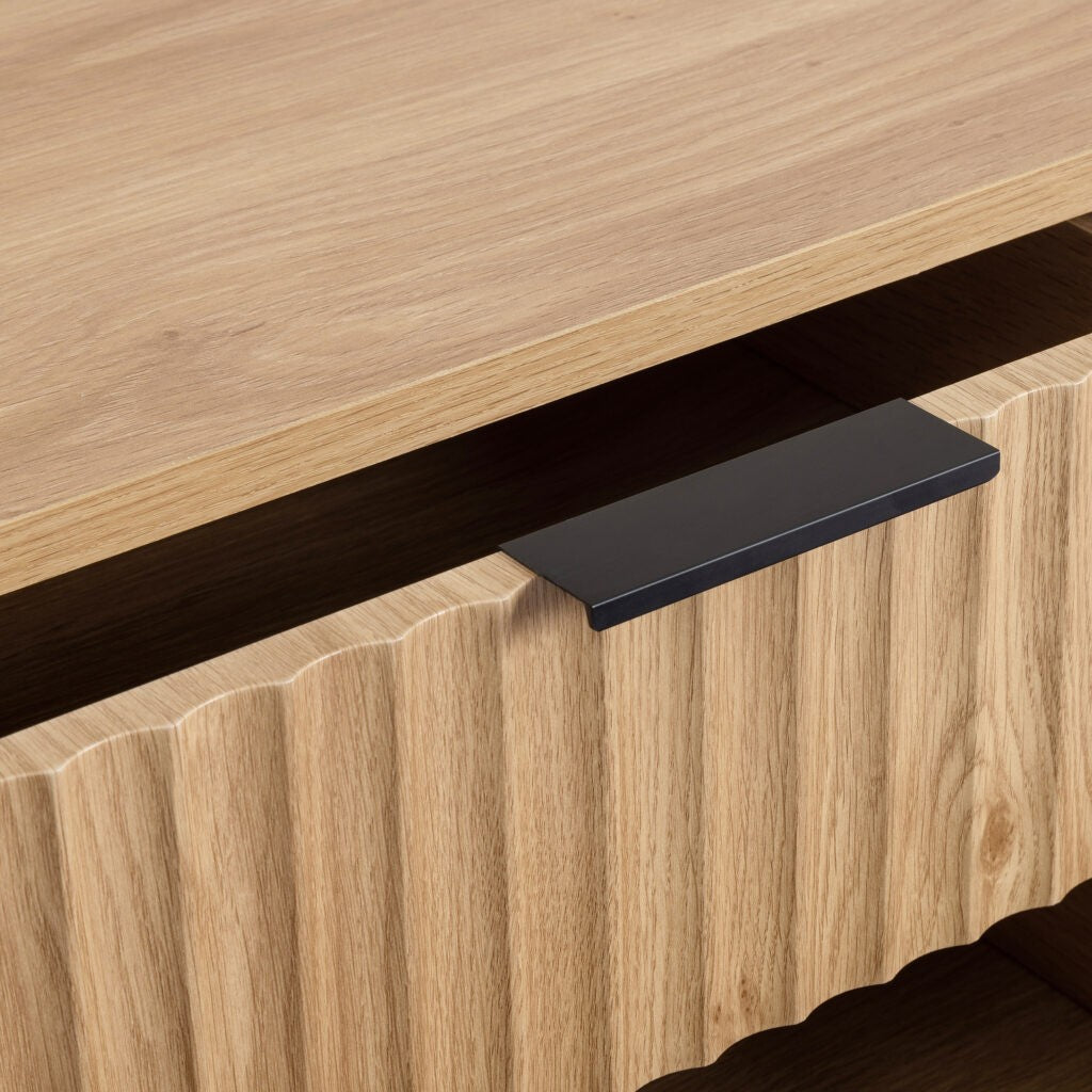 Miami 3 Drawer Bedside - Oak Effect/Black