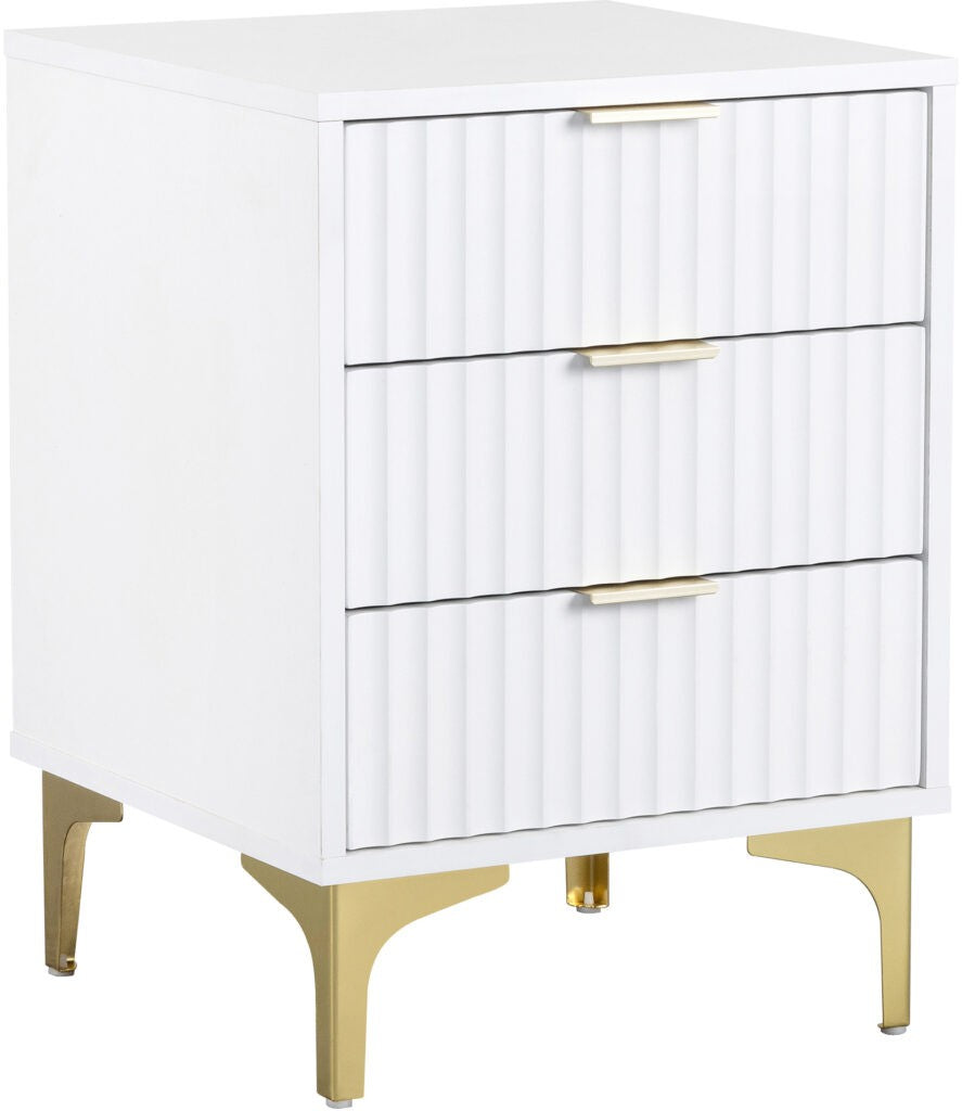 Miami 3 Drawer Bedside - White/Gold