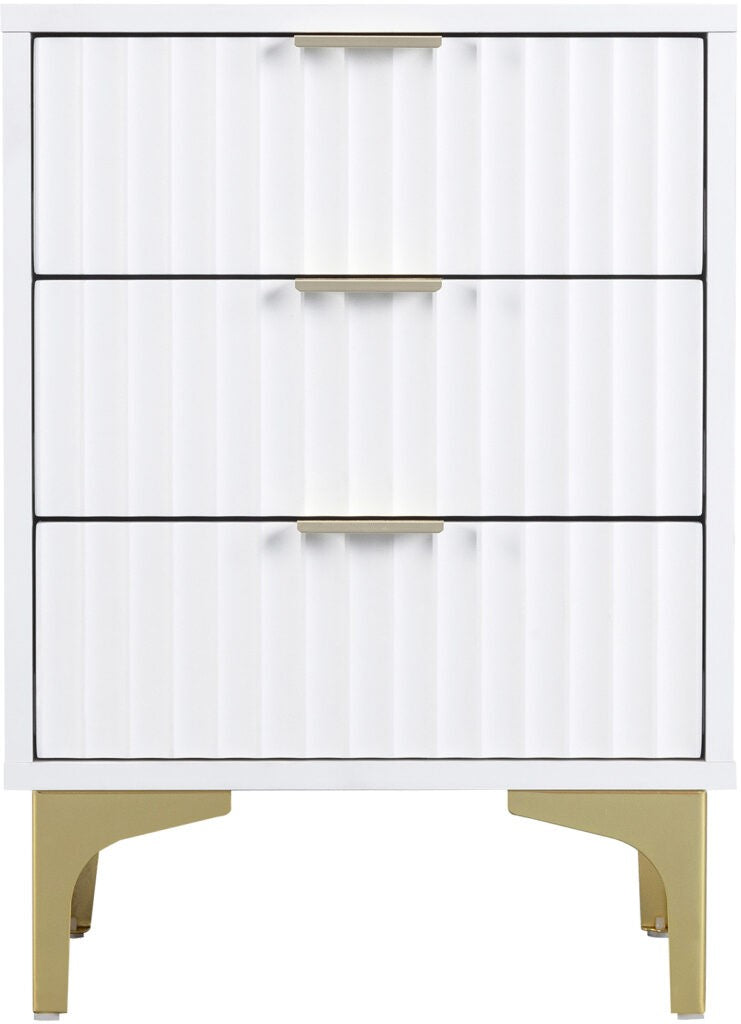Miami 3 Drawer Bedside - White/Gold