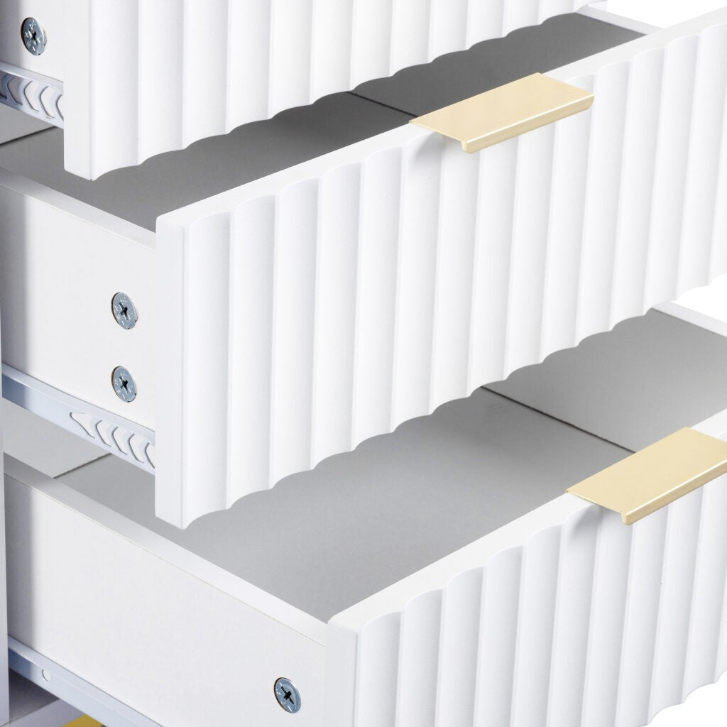 Miami 3 Drawer Bedside - White/Gold