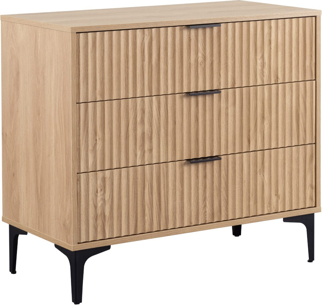Miami 3 Drawer Chest - Oak Effect/Black
