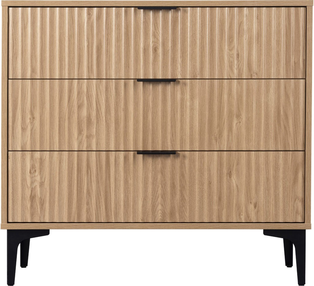 Miami 3 Drawer Chest - Oak Effect/Black