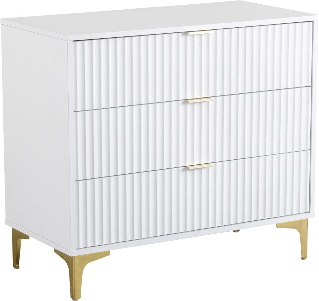 Miami 3 Drawer Chest - White/Gold