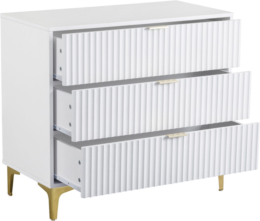 Miami 3 Drawer Chest - White/Gold