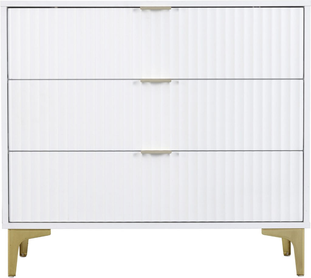 Miami 3 Drawer Chest - White/Gold