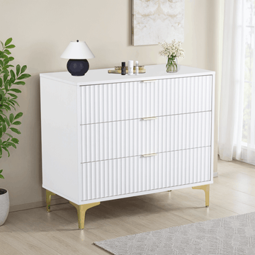 Miami 3 Drawer Chest - White/Gold