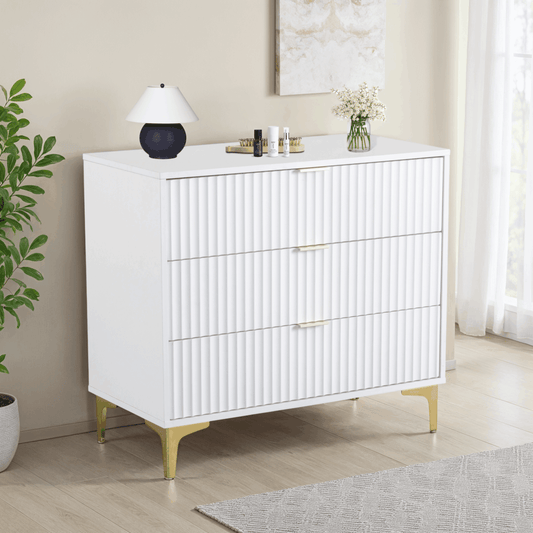Miami 3 Drawer Chest - White/Gold