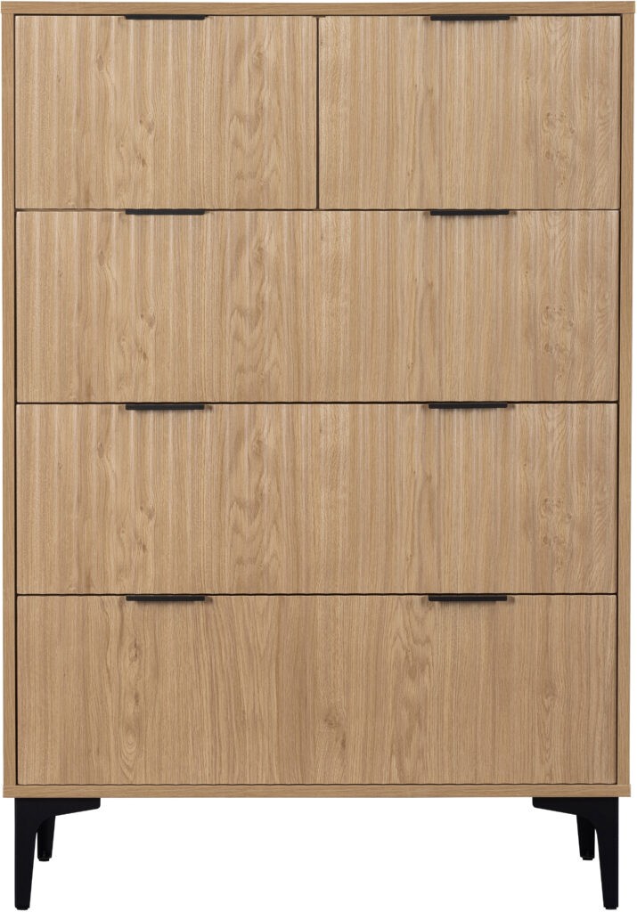 Miami 3+2 Drawer Chest - Oak Effect/Black