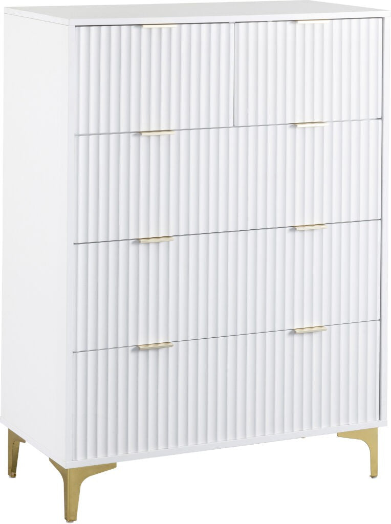 Miami 3+2 Drawer Chest - White/Gold