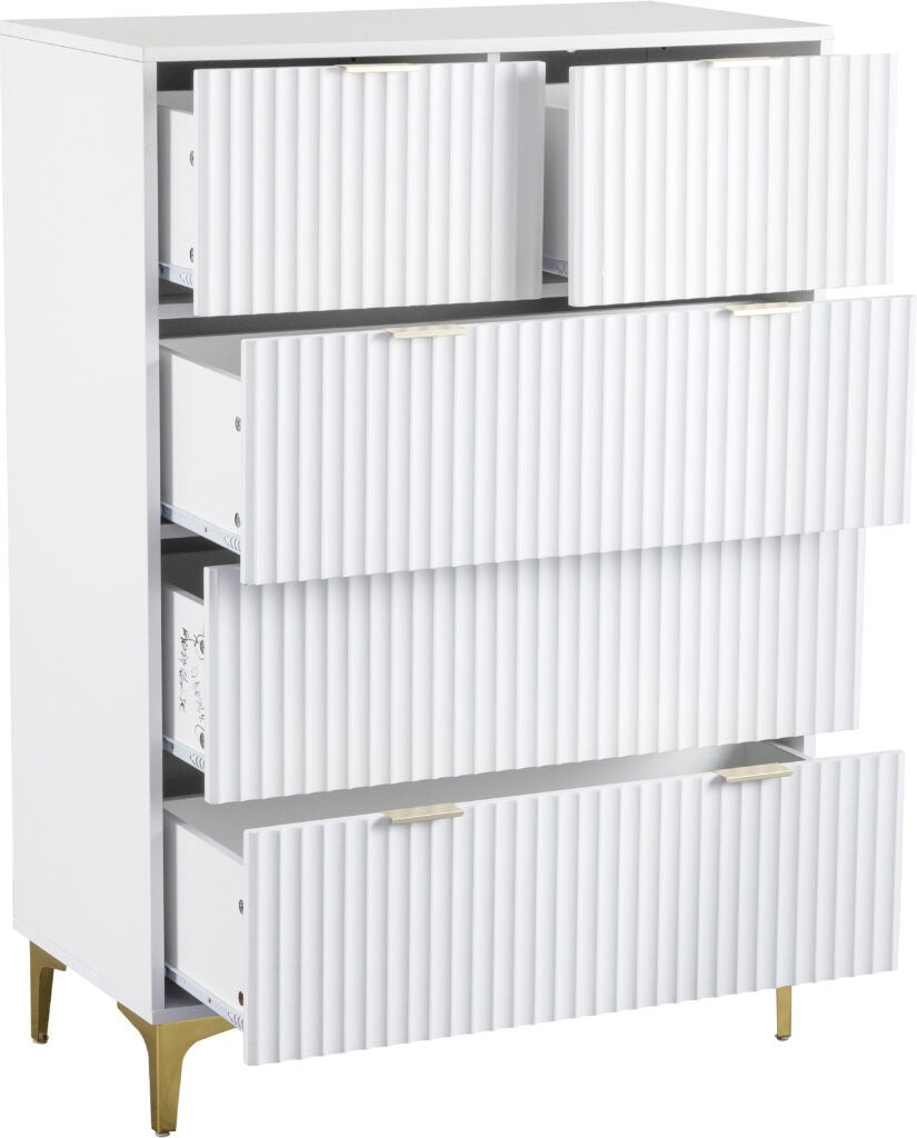 Miami 3+2 Drawer Chest - White/Gold